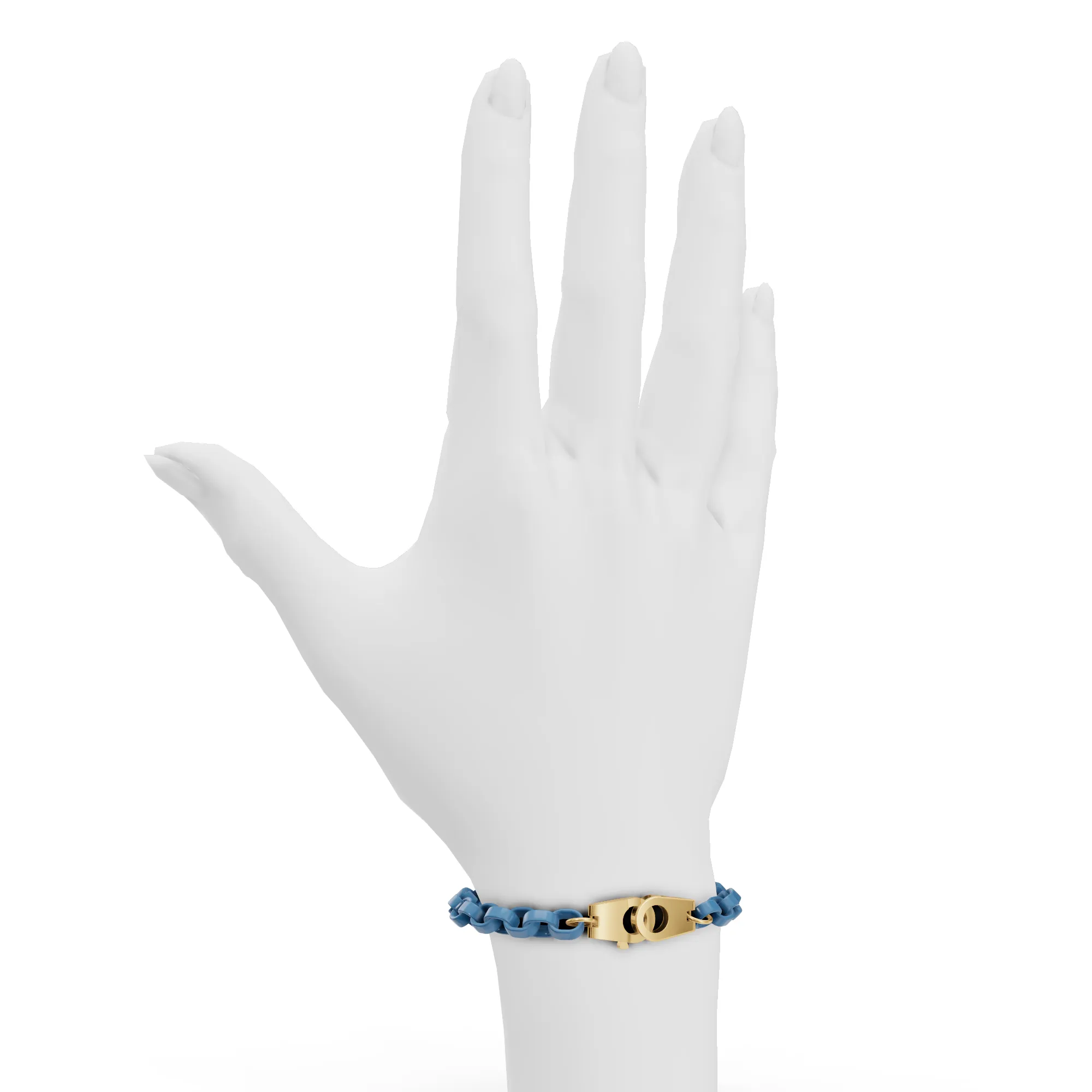 5.6mm Stainless Steel Aqua Blue Twin Clasp Chain Bracelet