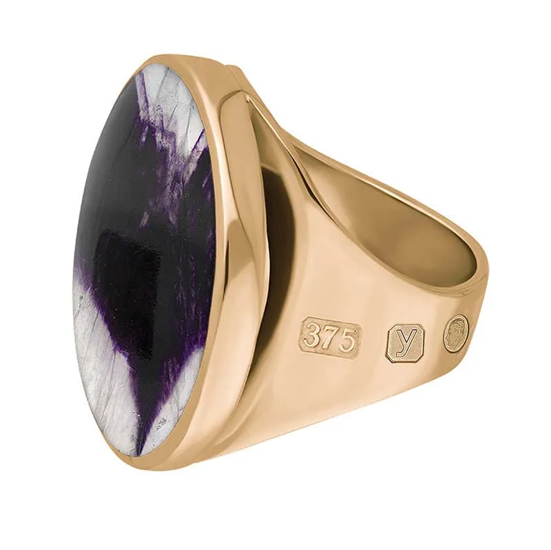 9ct Rose Gold Blue John King's Coronation Hallmark Medium Round Ring D