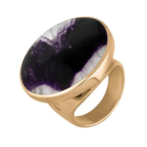 9ct Rose Gold Blue John King's Coronation Hallmark Medium Round Ring D