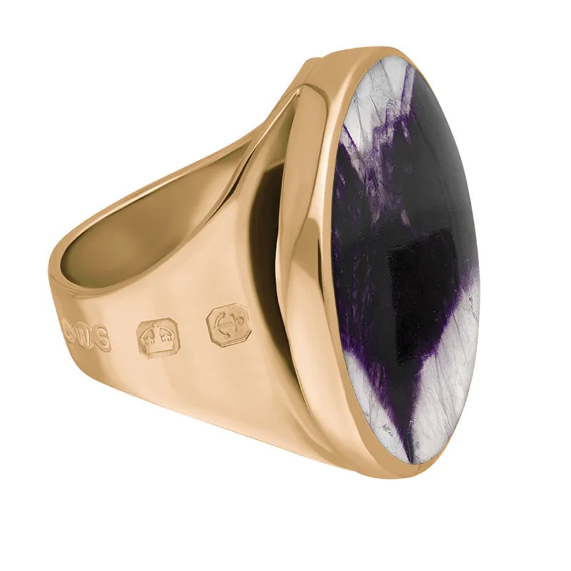 9ct Rose Gold Blue John King's Coronation Hallmark Medium Round Ring D