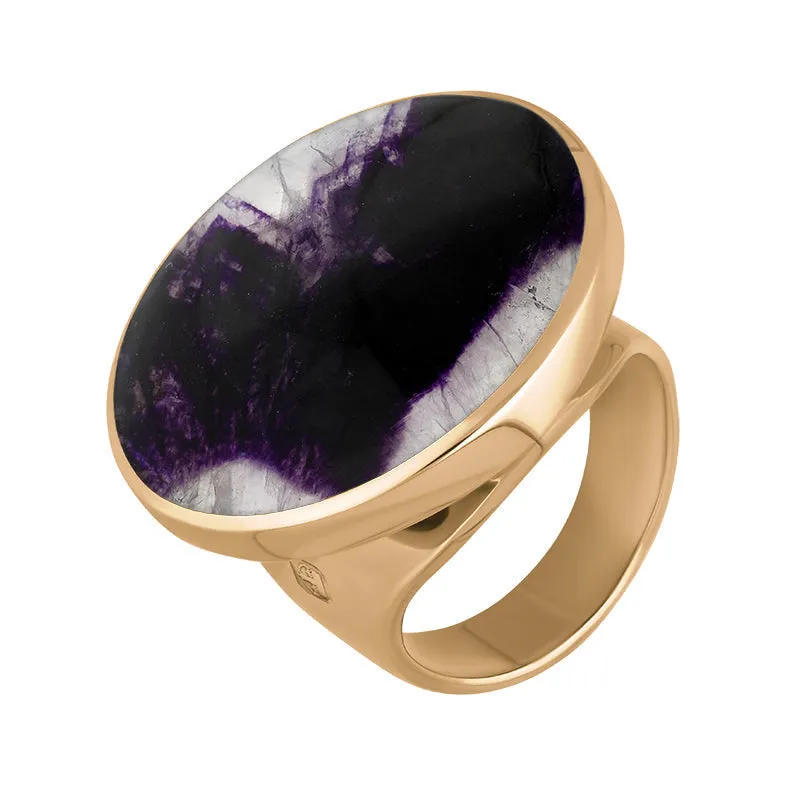 9ct Rose Gold Blue John King's Coronation Hallmark Medium Round Ring D