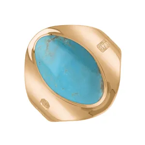 9ct Rose Gold Turquoise King's Coronation Hallmark Small Oval Ring D
