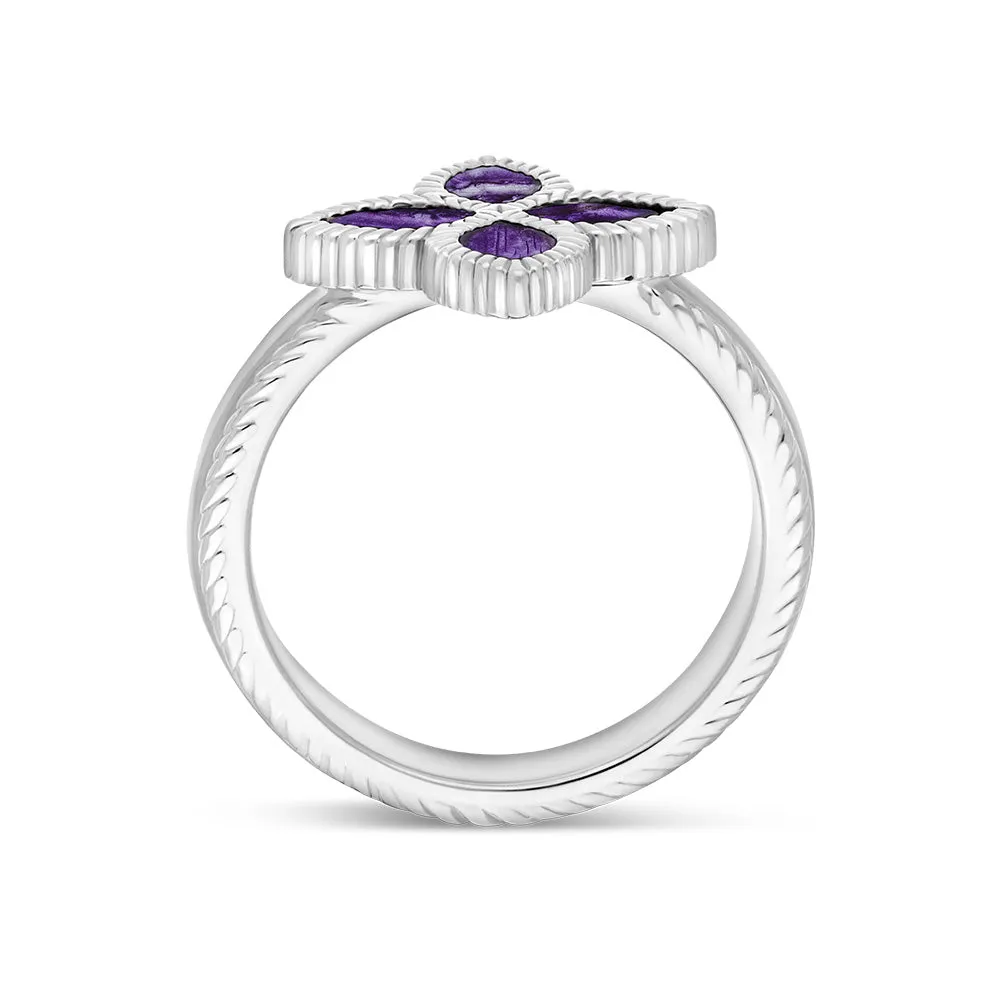 9ct White Gold Blue John eden Marquise Flower Ring