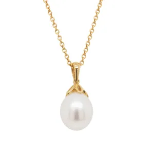 9ct Yellow Gold Freshwater Pearl Petal Pendant