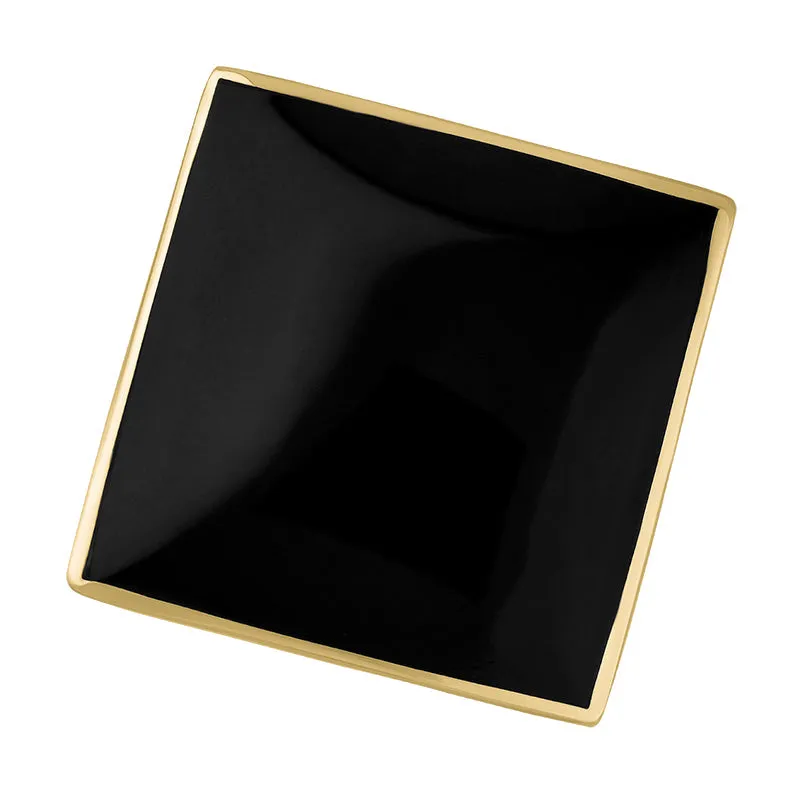 9ct Yellow Gold Whitby Jet Hallmark Large Rhombus Ring