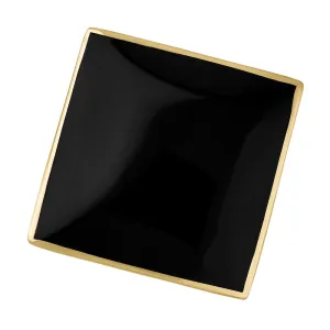 9ct Yellow Gold Whitby Jet Hallmark Large Rhombus Ring