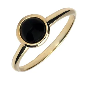 9ct Yellow Gold Whitby Jet Round Stacking Ring