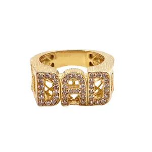 9K Yellow Gold CZ Dad Ring