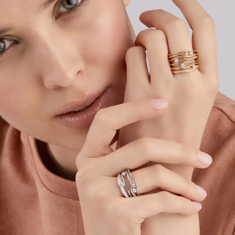 Annamaria Cammilli 18ct Orange Apricot Gold 0.27ct Diamond Dune Series Ring