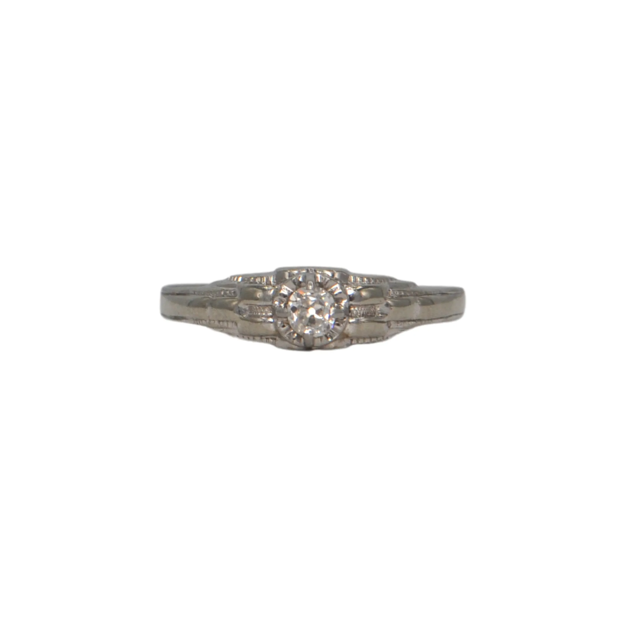 Antique Old European Cut Diamond Solitaire 18k Gold Ring C.1900