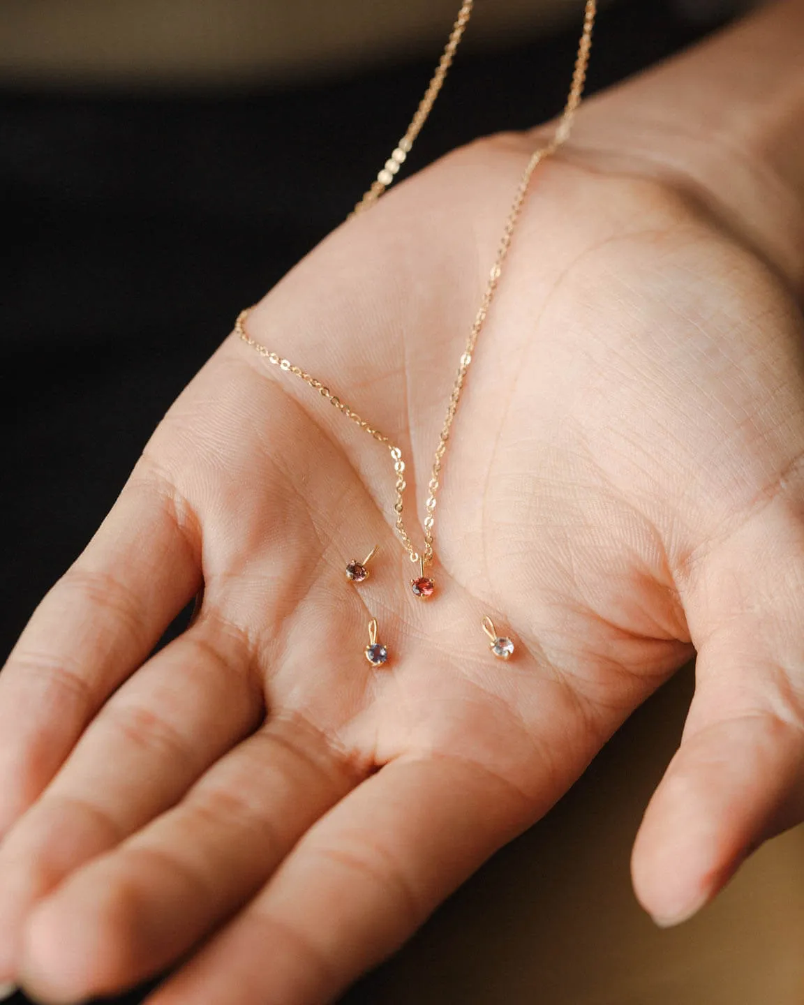 Aura Birthstone Charm Necklace