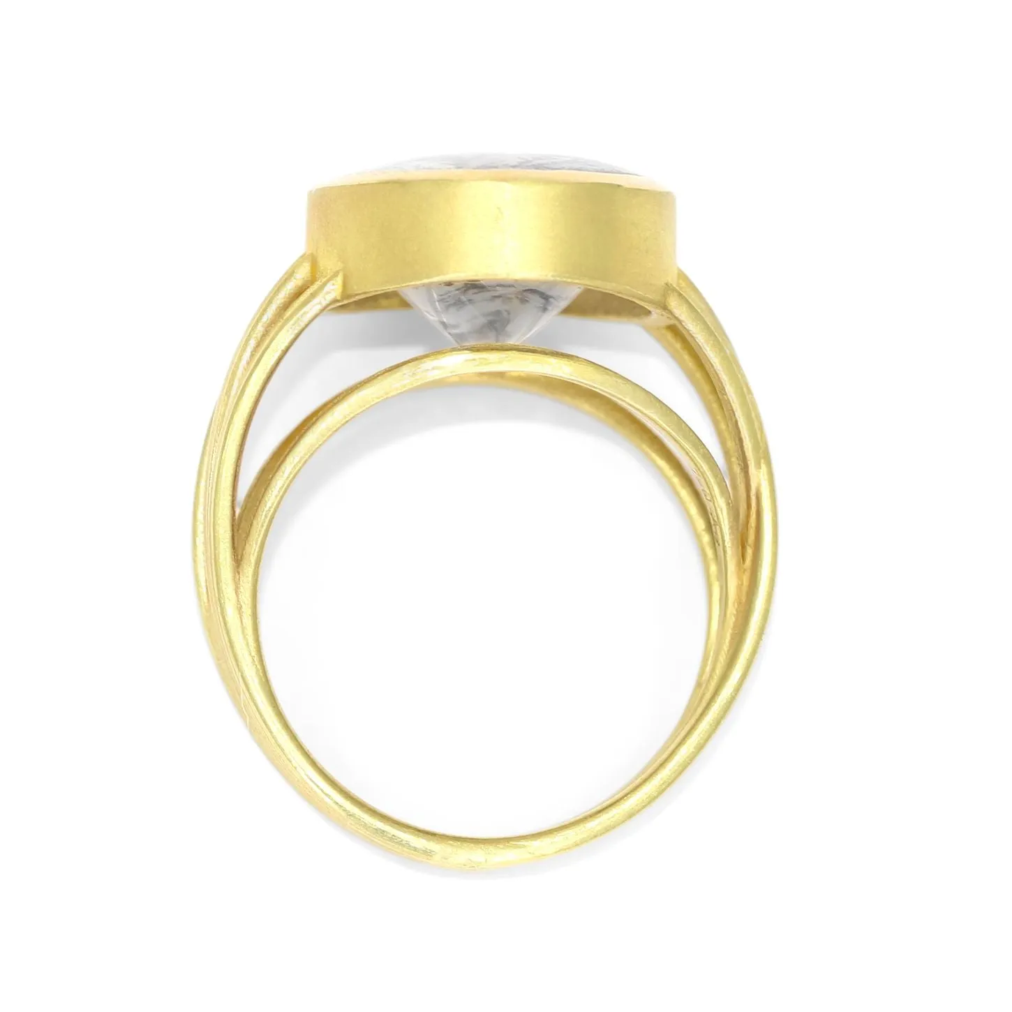 Barbara Heinrich Natural Dendrite Agate One of a Kind Gold Ribbon Ring