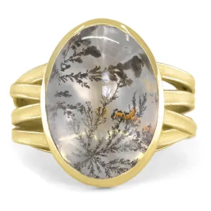 Barbara Heinrich Natural Dendrite Agate One of a Kind Gold Ribbon Ring