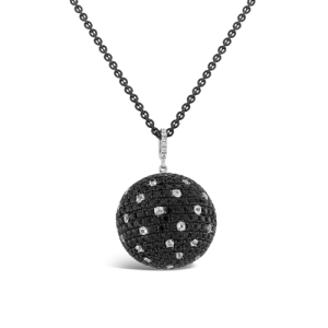 Black Spinel & White Sapphire Ball Pendant