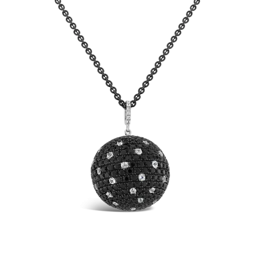 Black Spinel & White Sapphire Ball Pendant