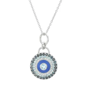 Blue Topaz Trio & Aquamarine Pendant Necklace