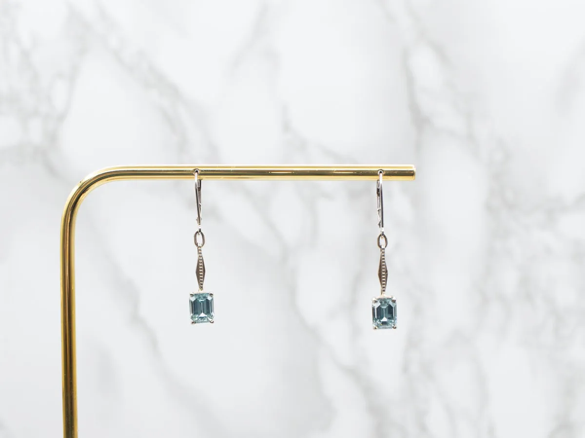Blue Zircon Drop Earrings
