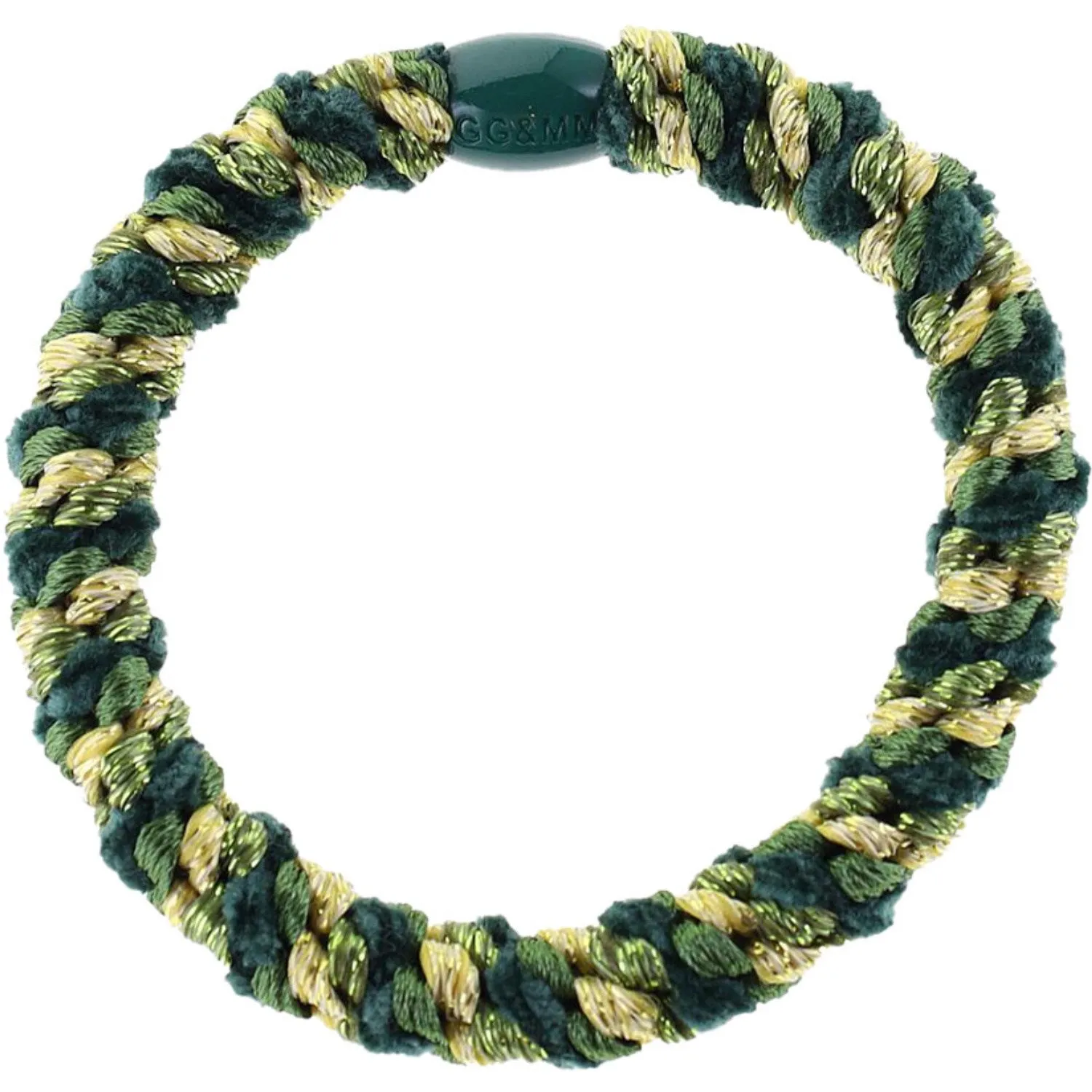 Bow's by St?r Braided Hair Elastic - Multi Dark Green/Gold Glitter 6-pack