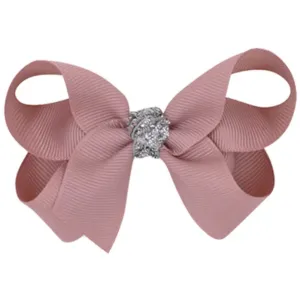 Bow's by St?r Classic Bow - Antique Rose/Silver Glitter - 8 cm