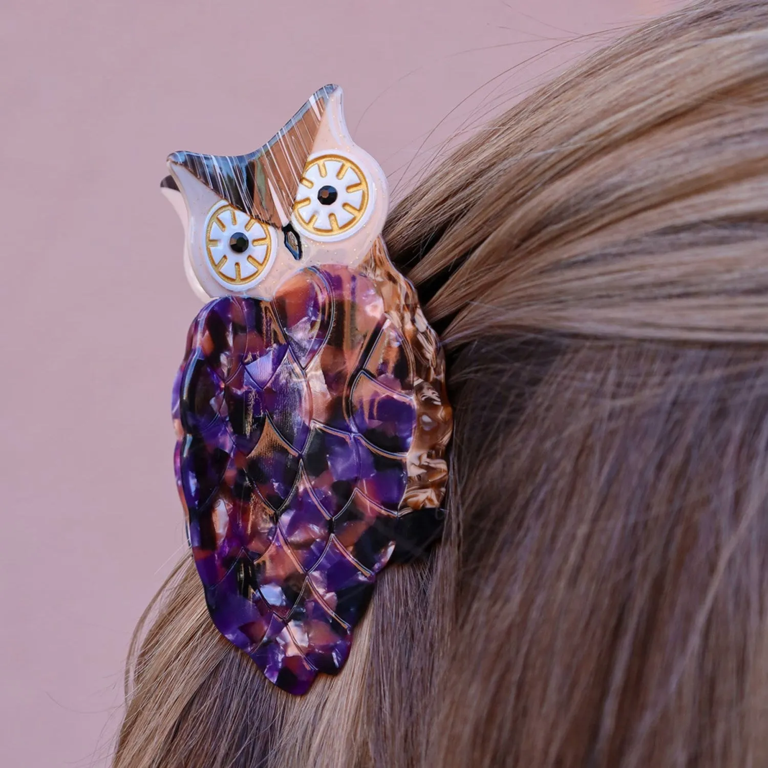Bow's by St?r Owl Hair Clip - Purple/Black