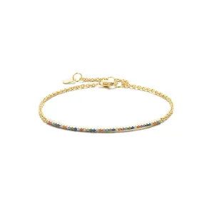 Bracelet in 925 silver gilded with 18k yellow gold assembled with multi-colored zirconium oxide