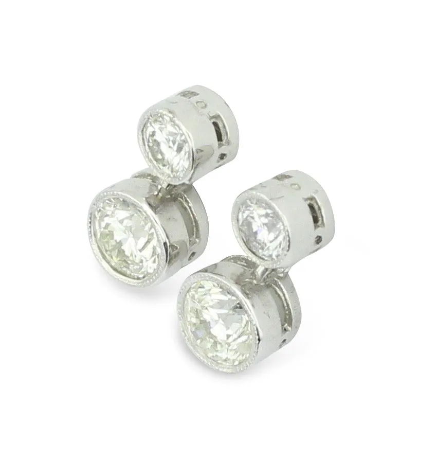 Brilliant Cut Diamond Drop Stud Earrings 18ct White Gold 0.90ct