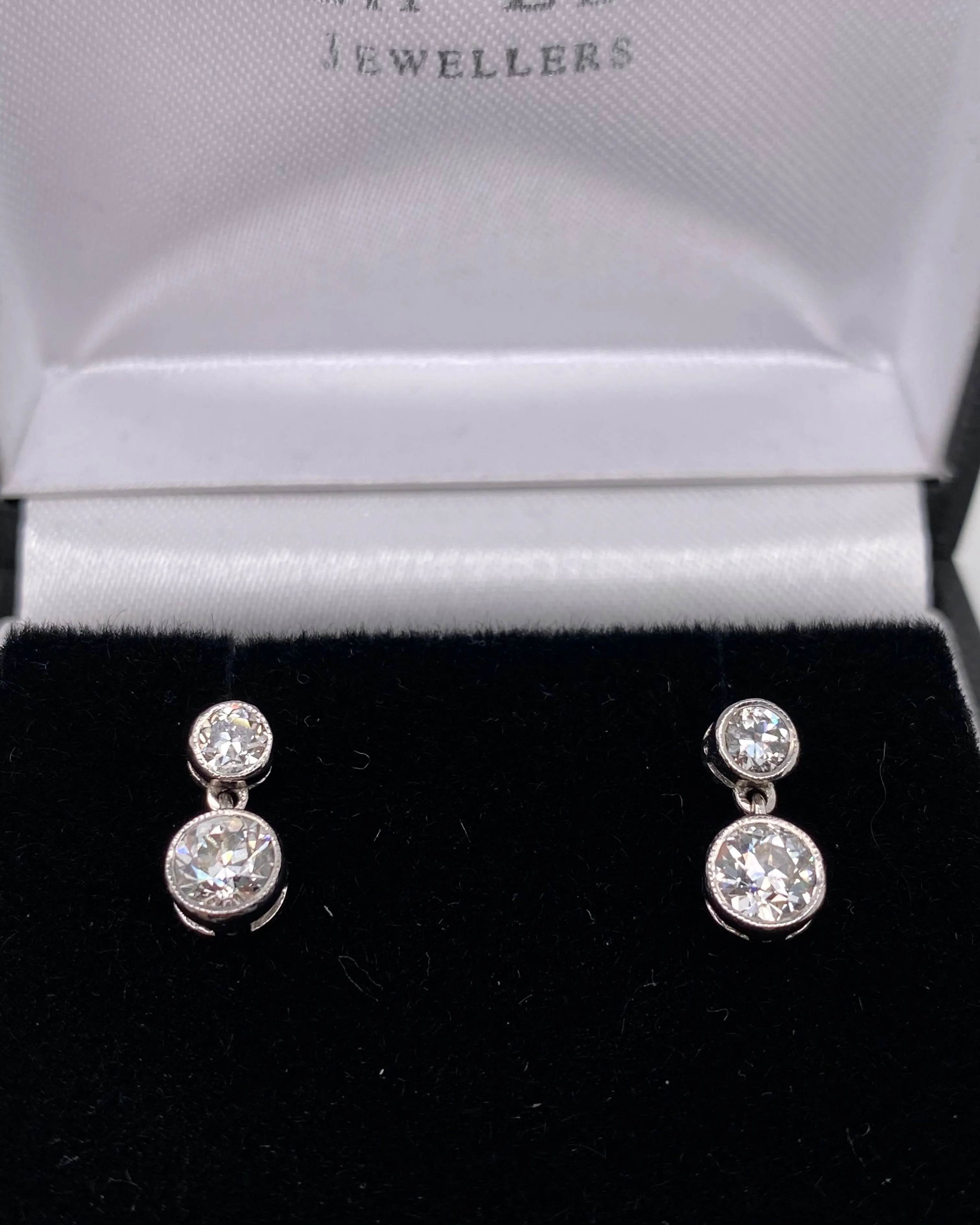 Brilliant Cut Diamond Drop Stud Earrings 18ct White Gold 0.90ct