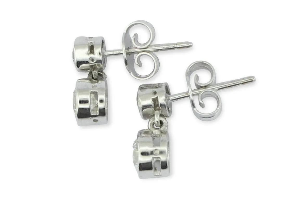 Brilliant Cut Diamond Drop Stud Earrings 18ct White Gold 0.90ct
