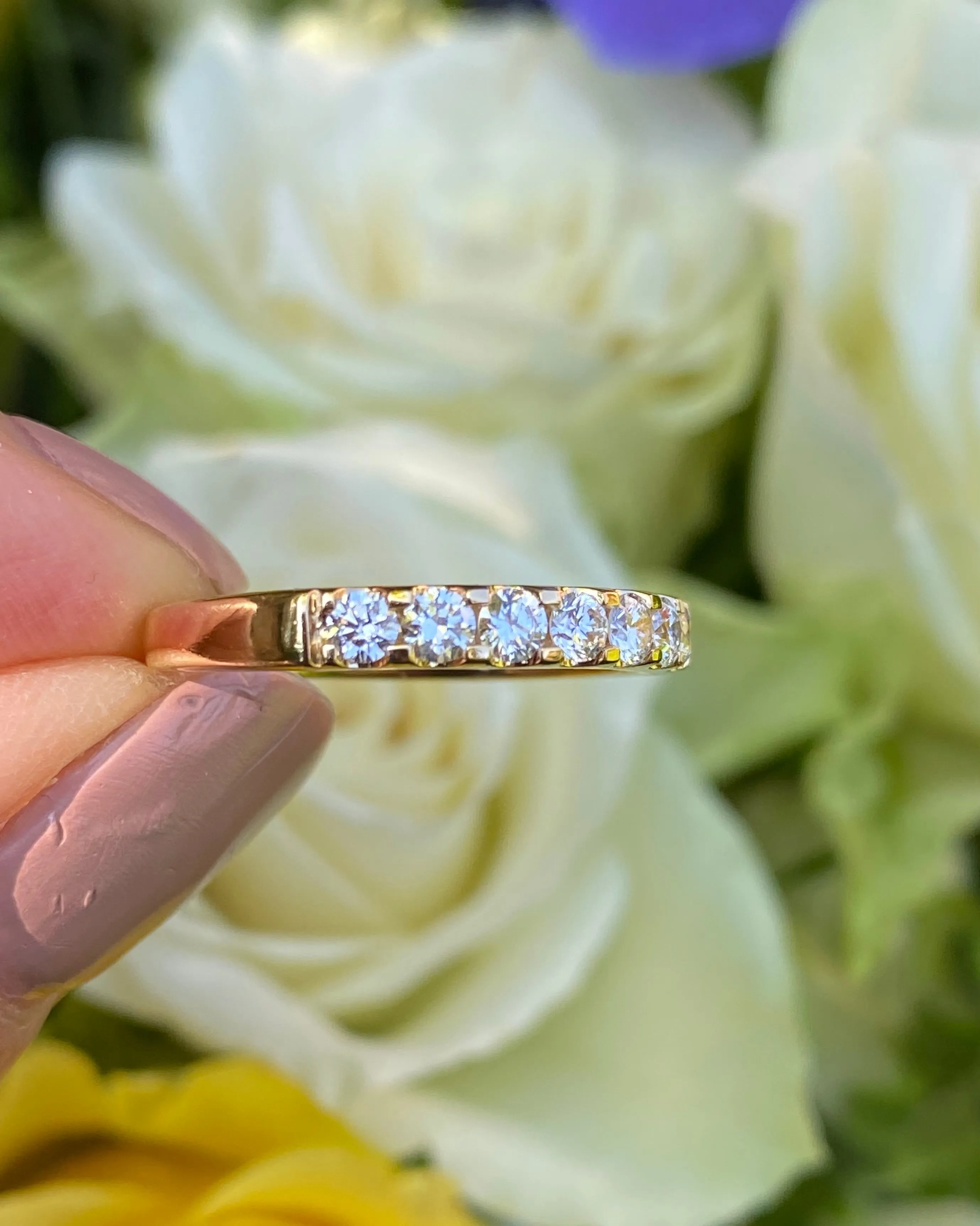 Brilliant Cut Diamond Half Eternity Ring 18ct Yellow Gold 0.71ct