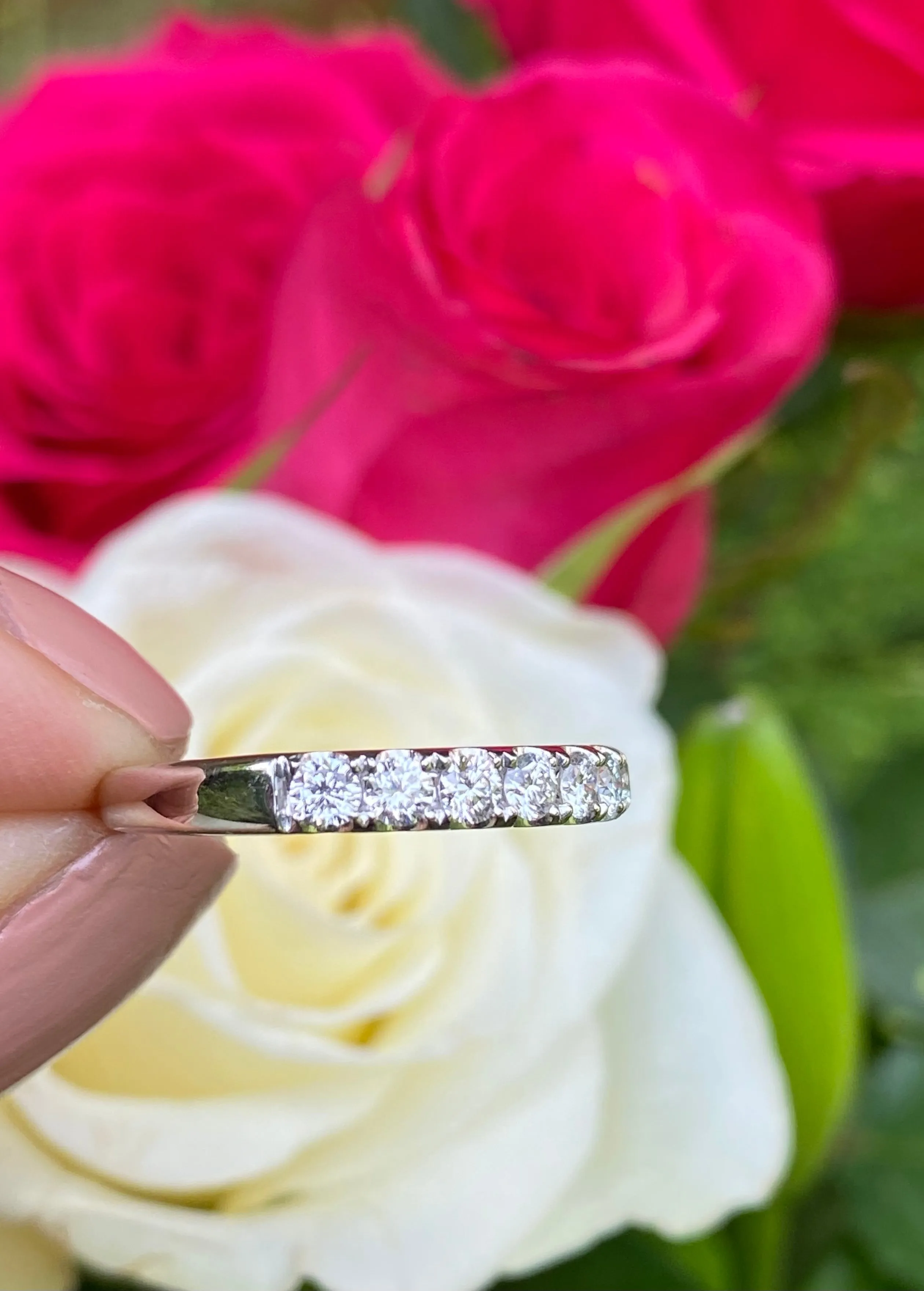 Brilliant Cut Diamond Half Eternity Ring Platinum 0.68ct