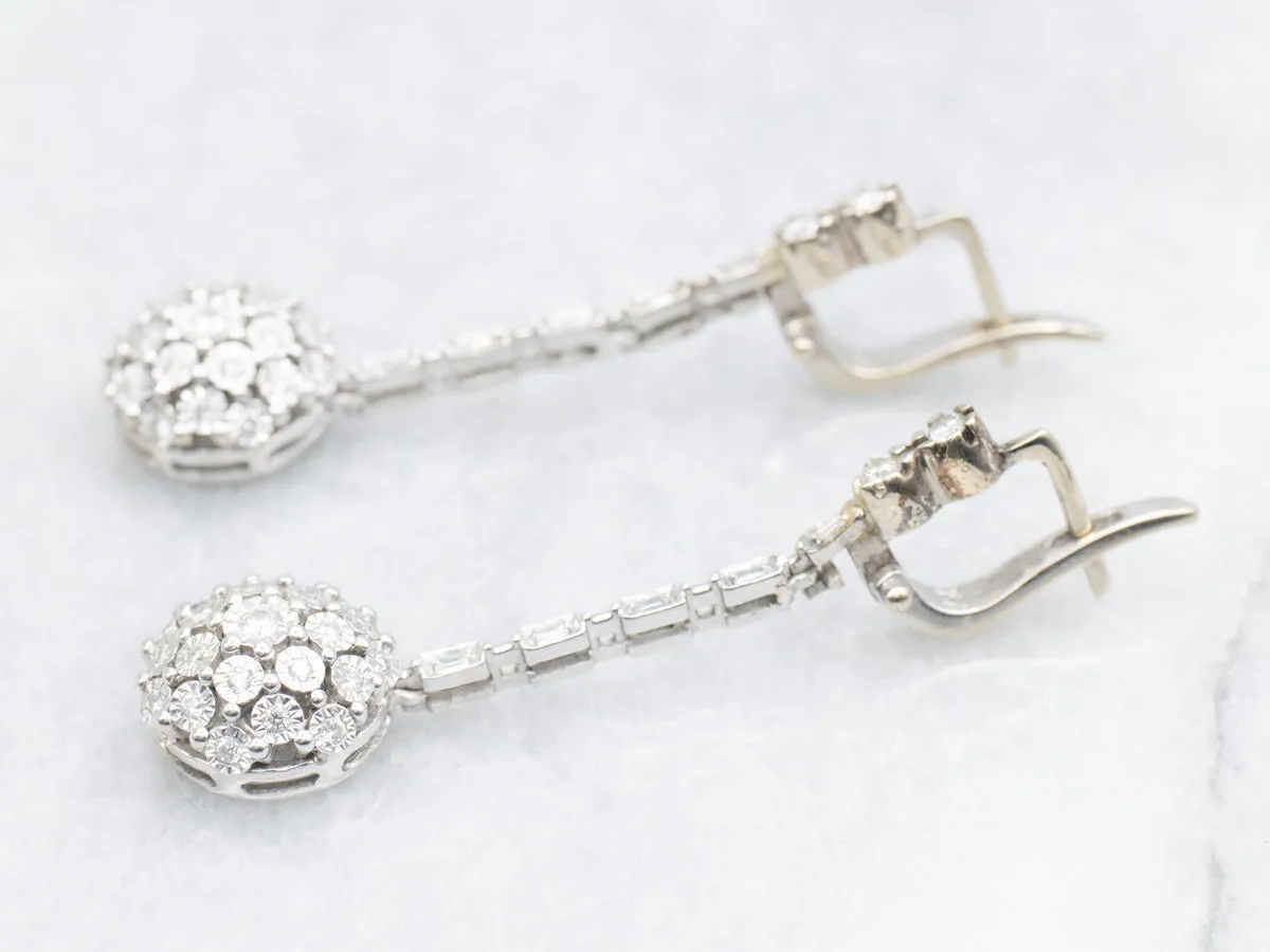 Brilliant Mixed Cut Diamond Bar Drop Earrings