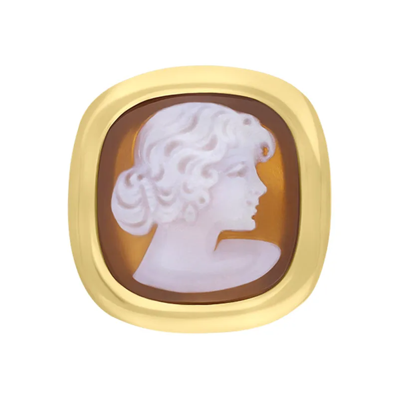 Cameo Italy Yellow Gold Plated Sterling Silver Lady Portrait Ring D