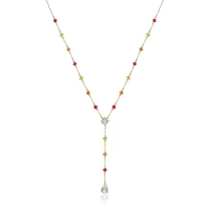 Cherry Colorful Gemstone Lariat Necklace Cherry Bombshell Jewelry Set Colletion