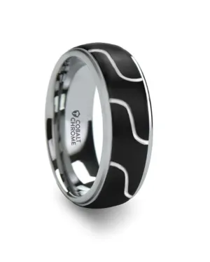 Cobalt Chrome ??Fusion?? 8Mm Diagonal Pattern And Polished Edge Wedding Band
