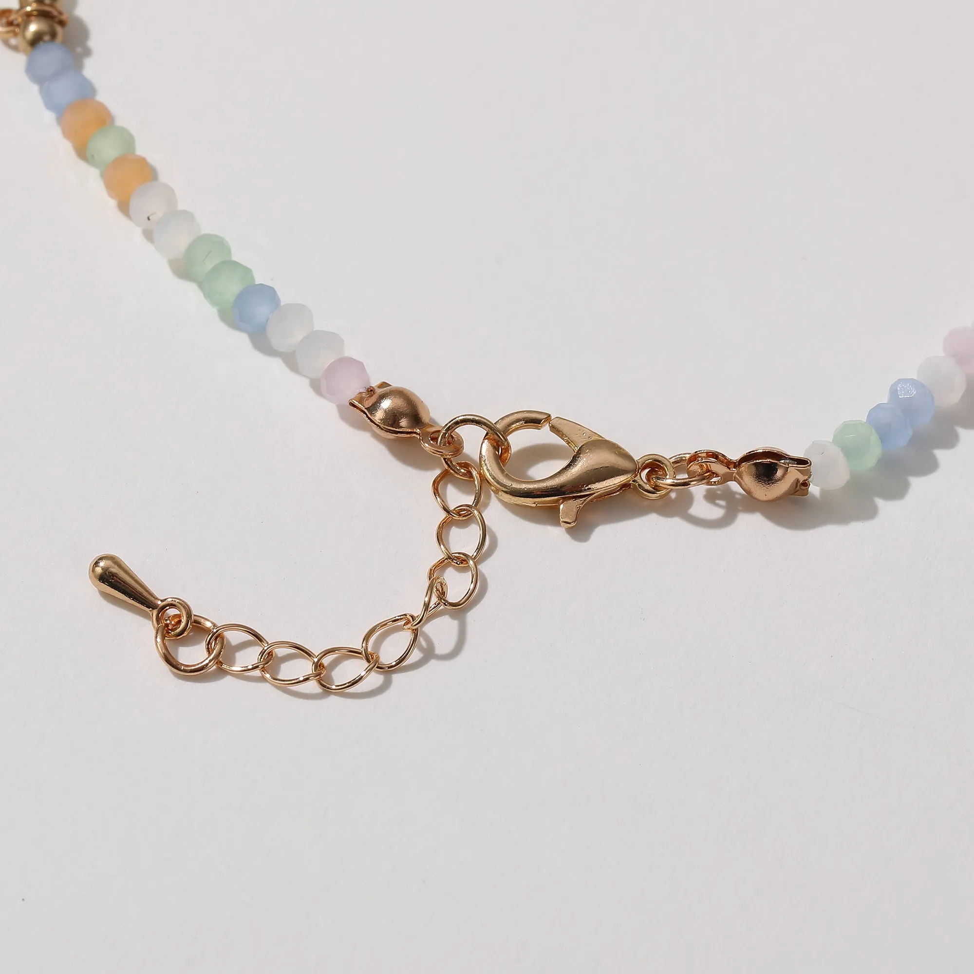 Colorful Beaded Anklet with Gold Butterfly Charms ?C Adjustable Boho Beach Jewelry