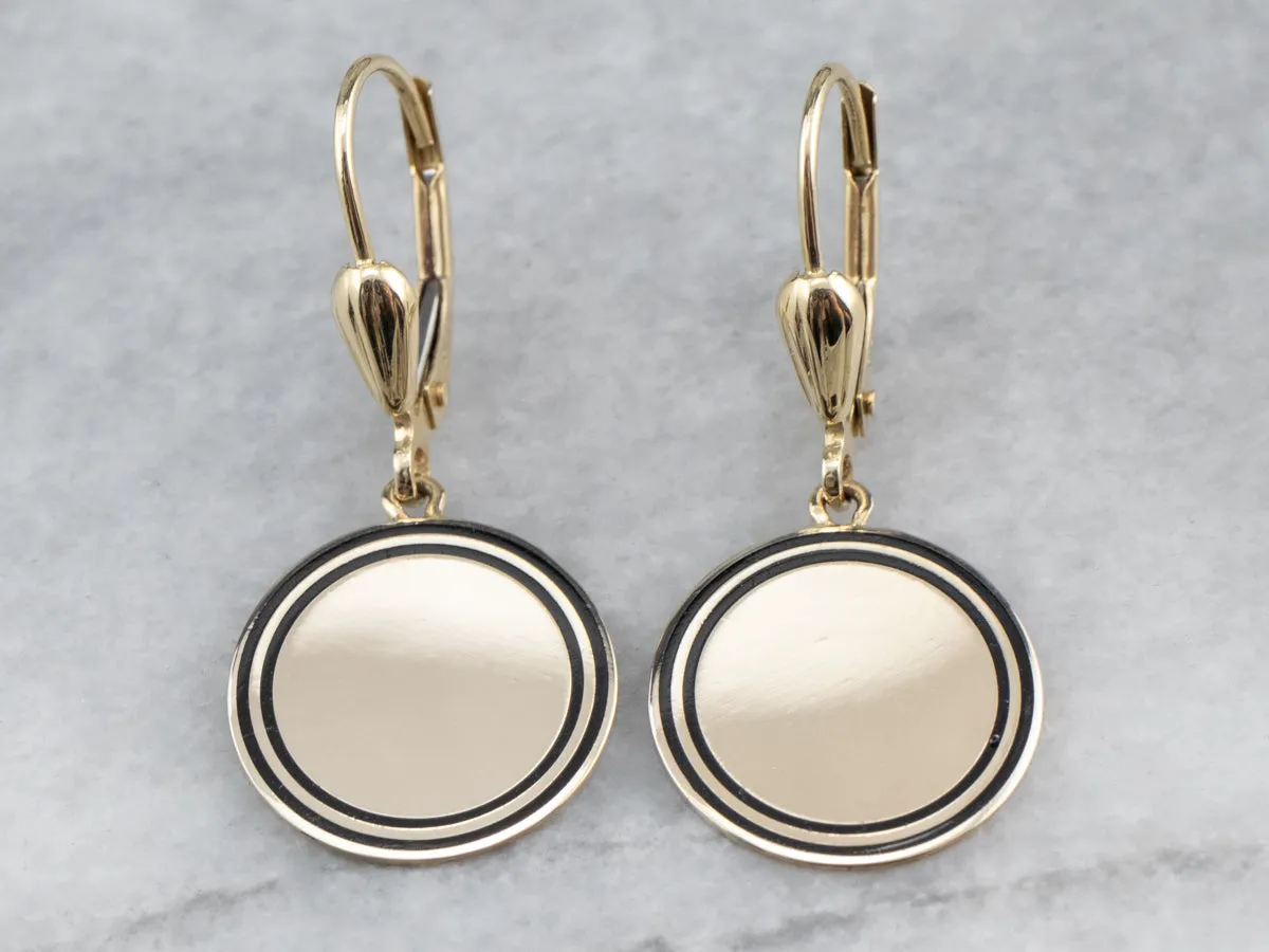 Enamel and Gold Drop Earrings
