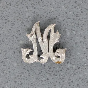 Engraved Sterling Foliate Font "M" Brooch