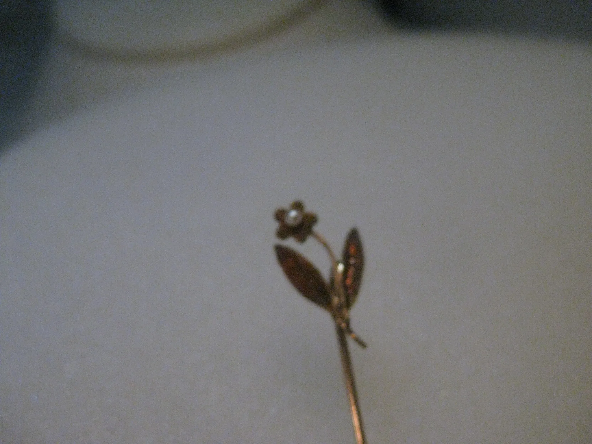Estate 10kt FLower Stick Pin,  Rose Gold, Seed Pearl, 2", .79 grams