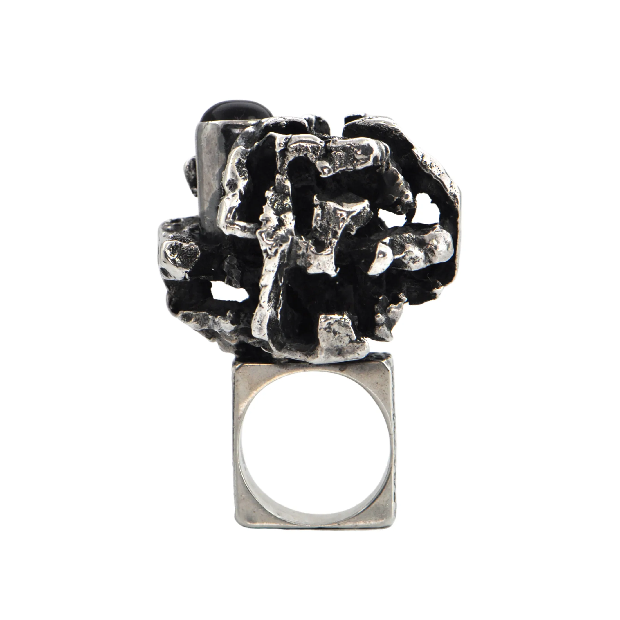 Estate Signed Walter Schluep Brutalist Style Sterling Silver Ring