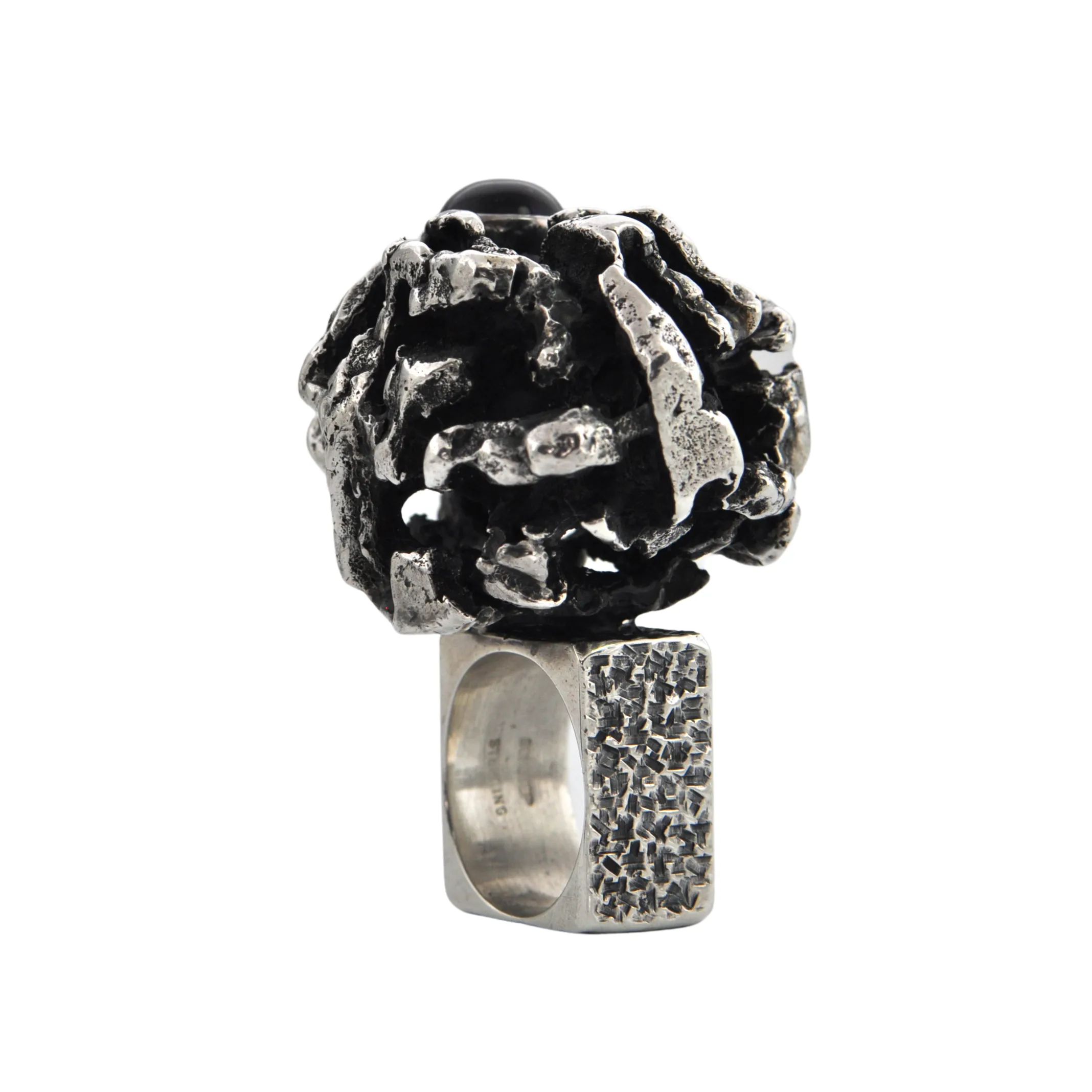 Estate Signed Walter Schluep Brutalist Style Sterling Silver Ring