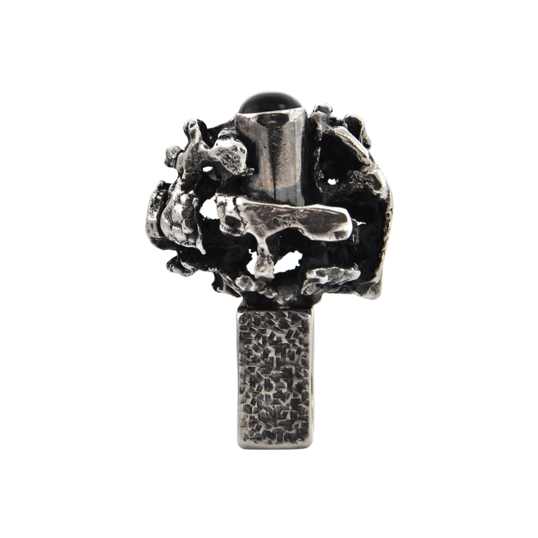 Estate Signed Walter Schluep Brutalist Style Sterling Silver Ring