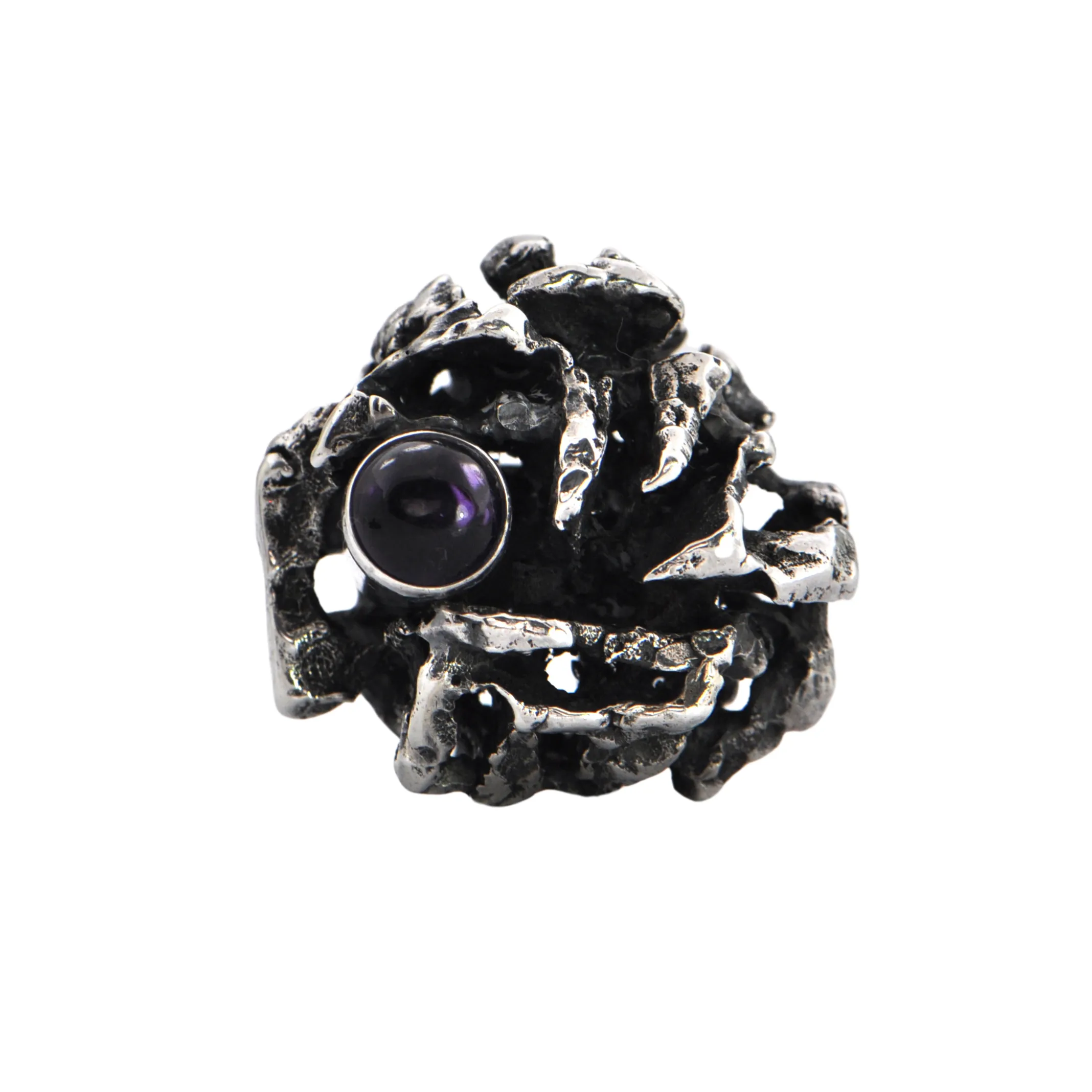 Estate Signed Walter Schluep Brutalist Style Sterling Silver Ring