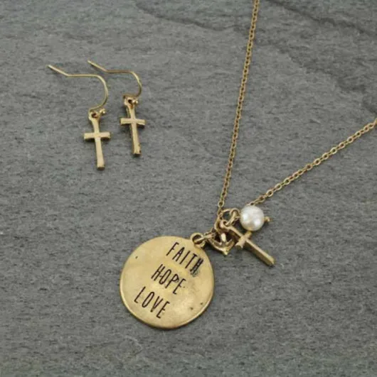 Faith Love Hope Necklace Set