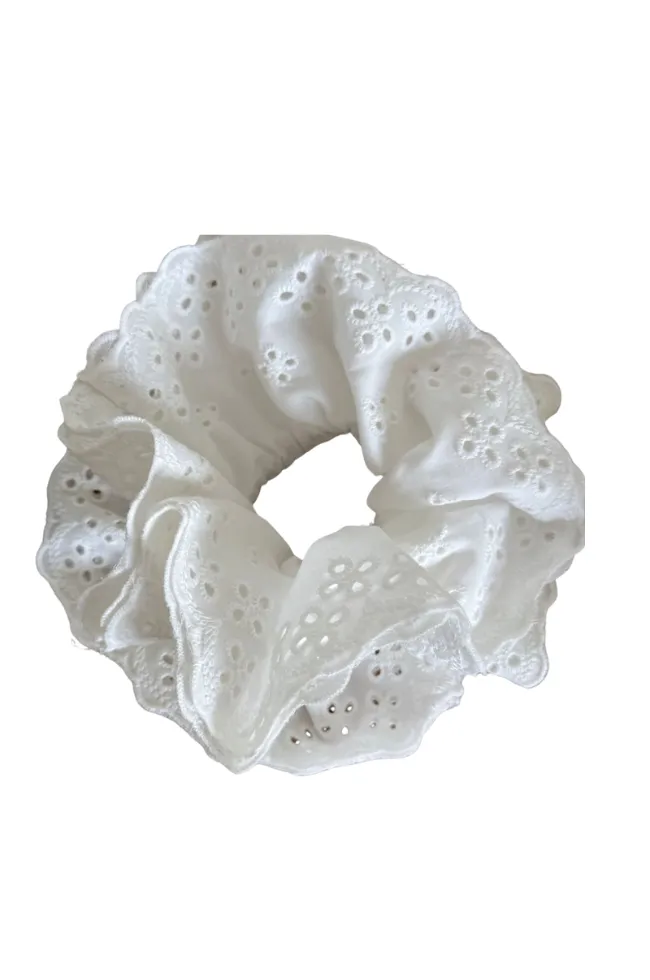 Four Layer Eyelet Ruffle Scrunchie