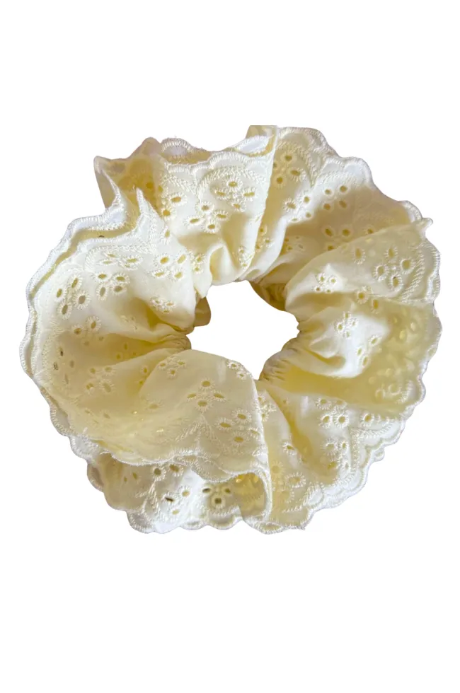 Four Layer Eyelet Ruffle Scrunchie