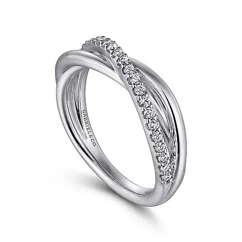 Gabriel & Co. White Sapphire Pav Criss-Cross Ring in Sterling Silver