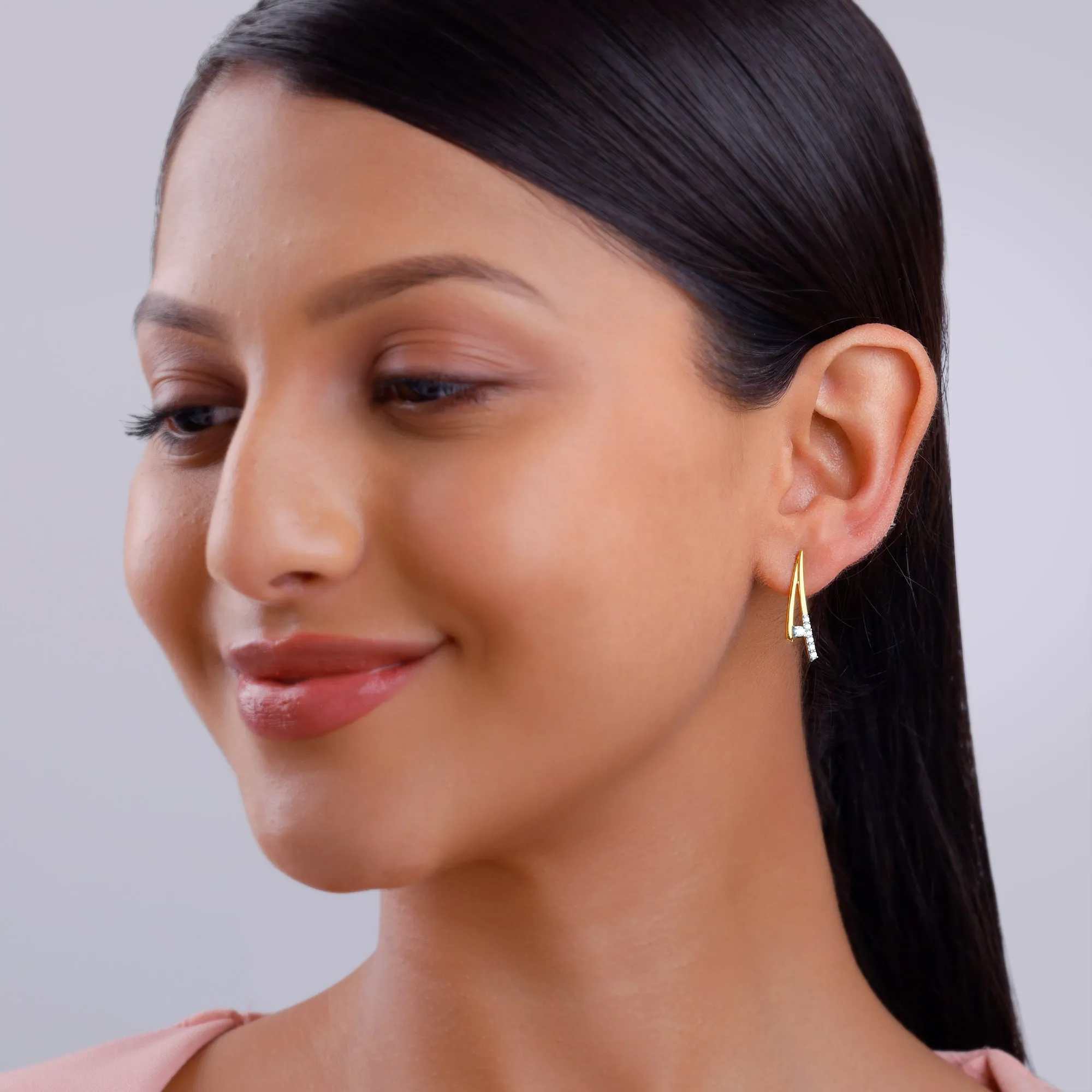 Gold Abstract Diamond Earrings