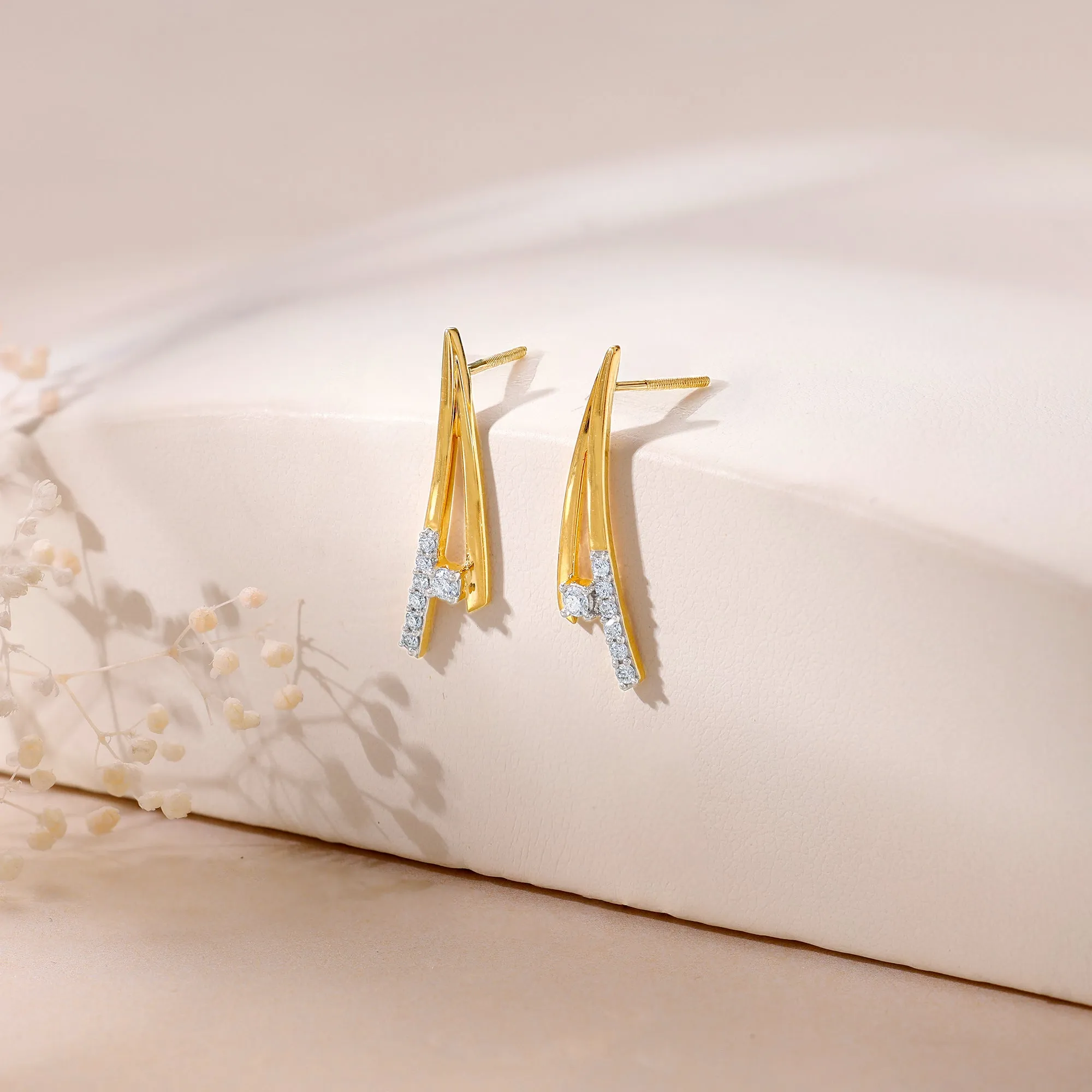 Gold Abstract Diamond Earrings