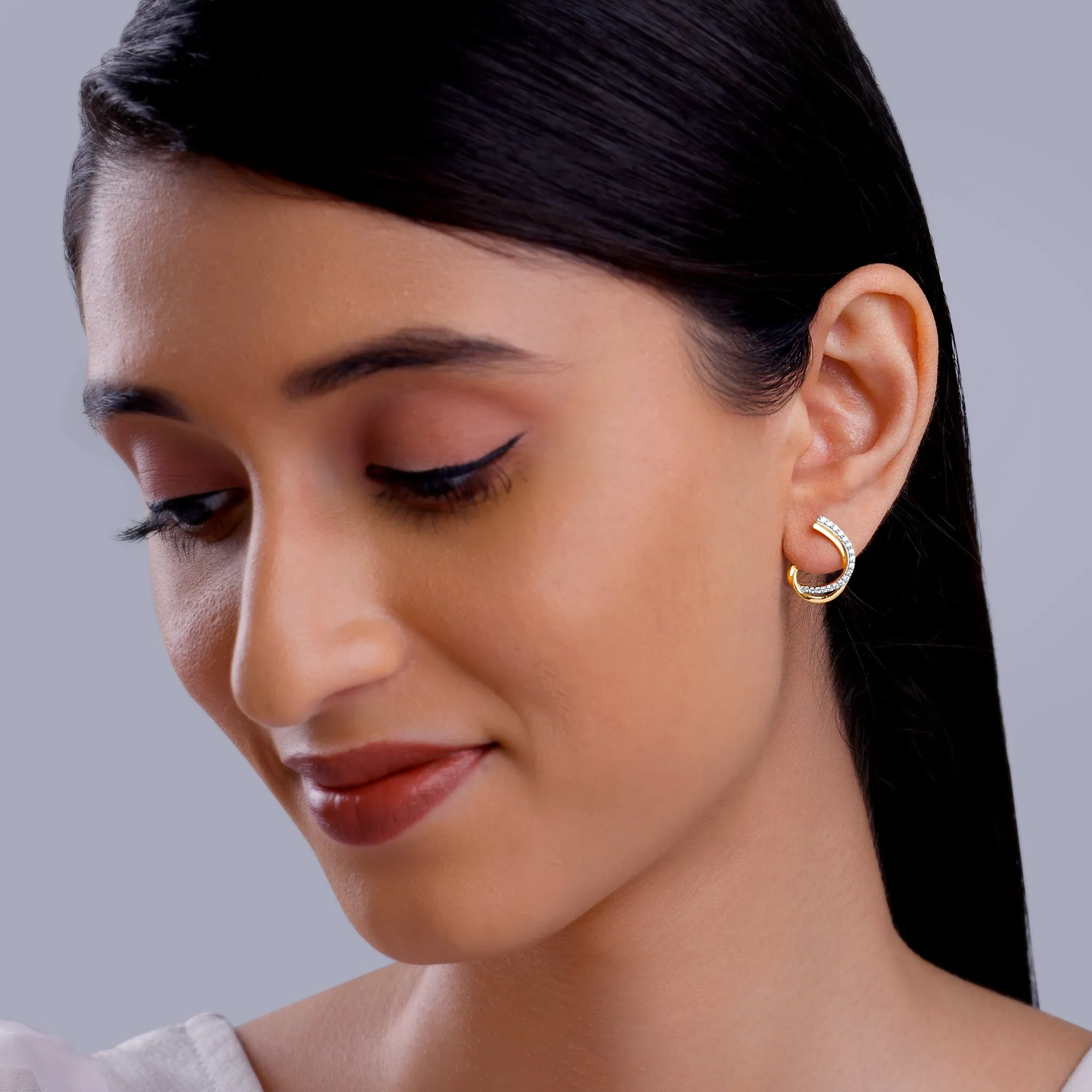 Gold Diana J-hoop Diamond Earrings