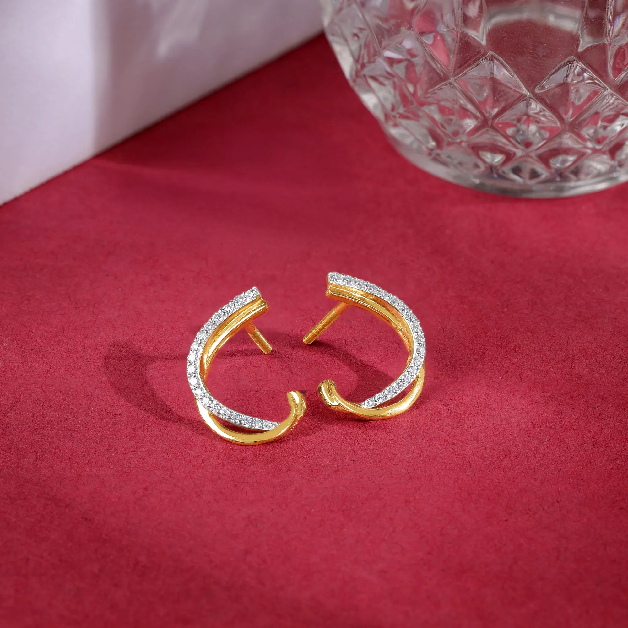Gold Diana J-hoop Diamond Earrings